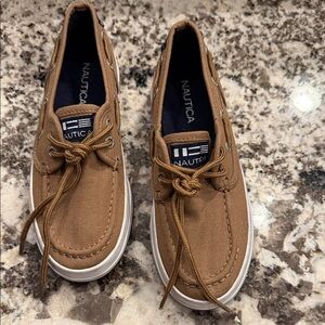 Nautica Boy’s Tan Boat Shoes - Size 1 - So Cute!